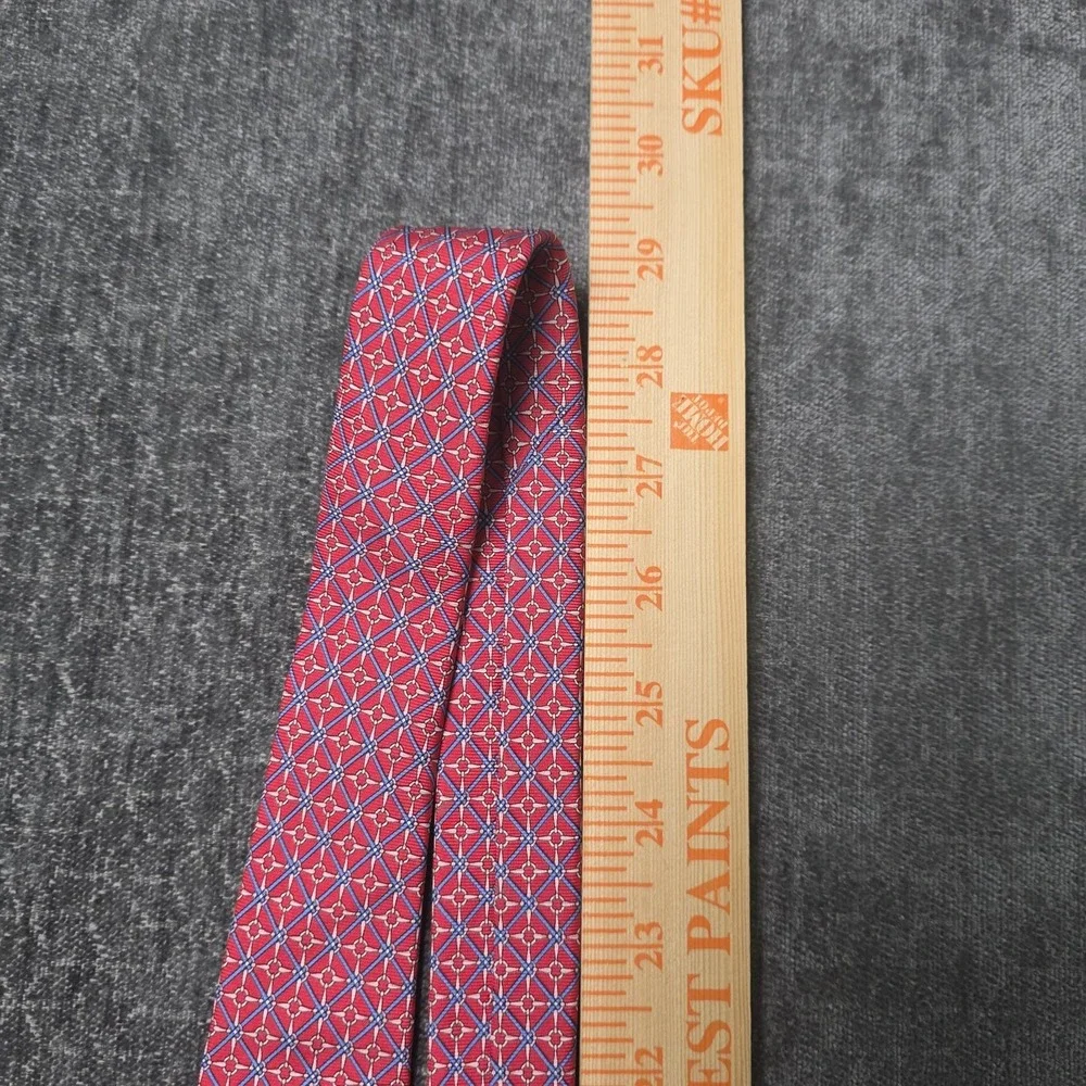 Brooks Brothers Makers All Silk Tie Red White Blue Made In USA Geometric Luxury